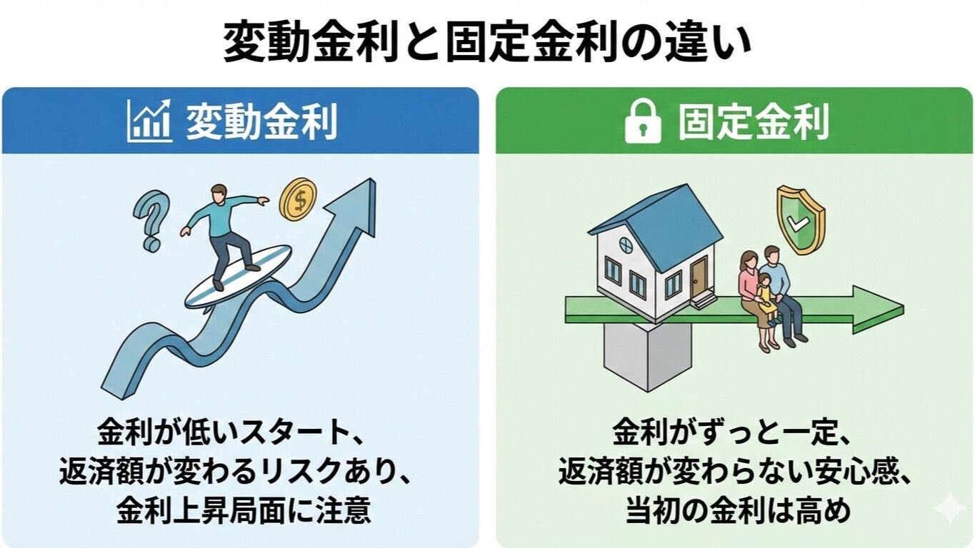 【変動金利と固定金利の違い】